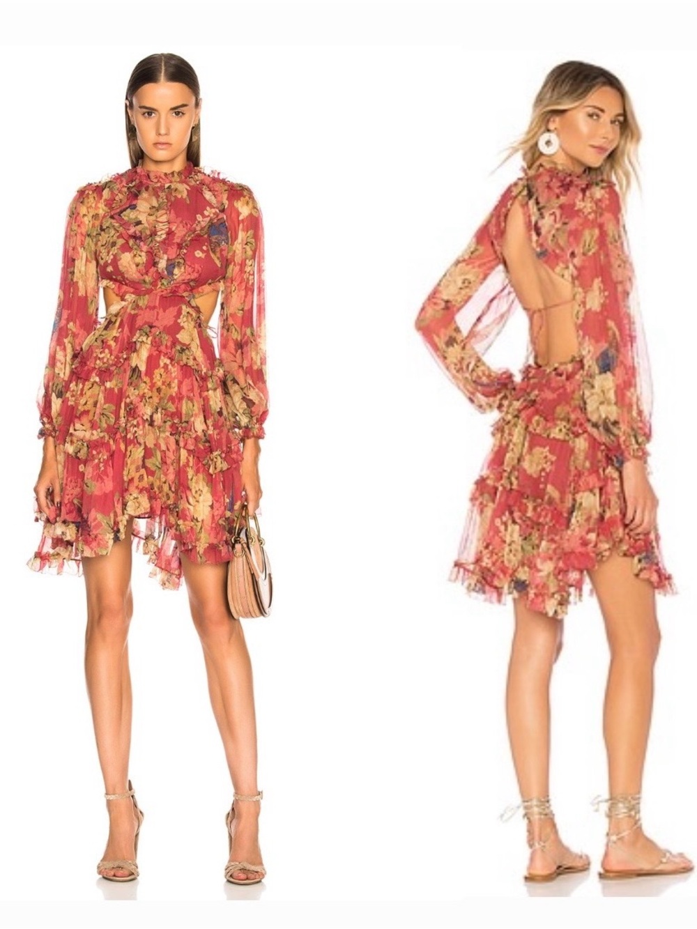ZIMMERMANN
Melody Lace Up Short Dress Floral Open Back Size Medium